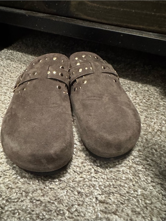 Haute Hippie Shoes - Haute Hippie Brown Suede Studded Slip-On Mules